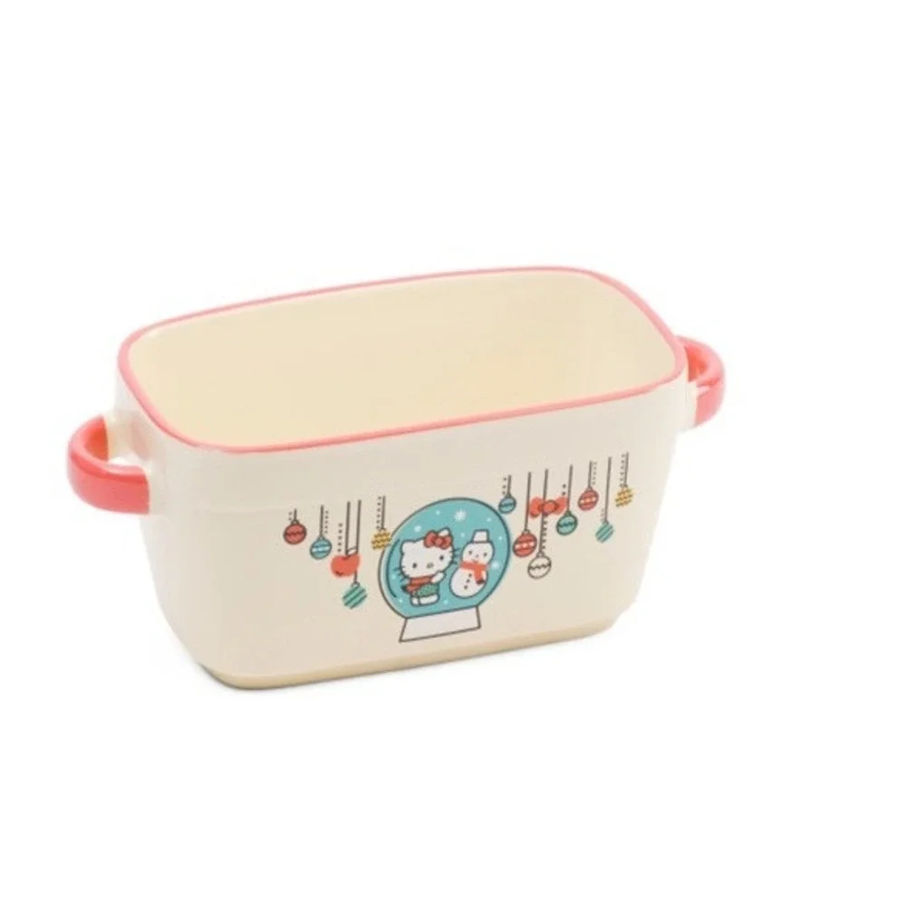 Hello Kitty Xmas Let It Snow Globe Rectangular Loaf Pan Holiday Ceramic ZRike‎